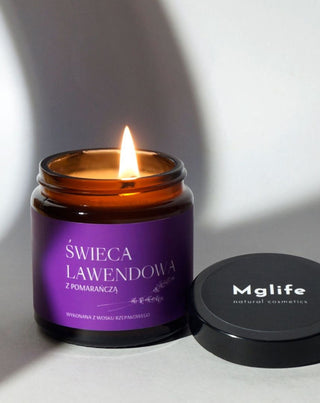 Kaars van raapzaadwas met lavendel en sinaasappel, met een 100% katoenen lont Mglife - 2