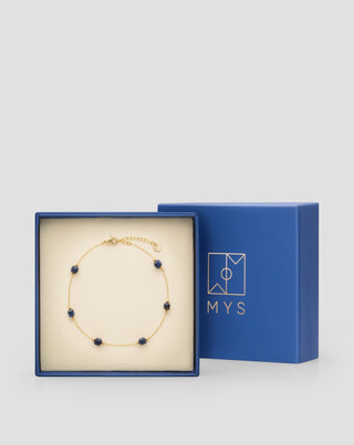 Mijn vergulde roestvrijstalen enkelbandje met lapis lazuli - 5