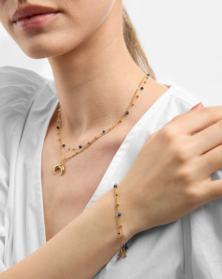 Vergulde roestvrijstalen armband met lapis lazuli Mys_1 - 2