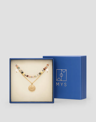 Vergulde ketting met natuurstenen agaat, maifan, jaspis, jade en aventurijn Mys_4 - 5