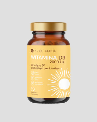 Natuurlijke Vitamine D3 uit Algen met natuurlijke prebioticum en kurkuma Nutri Clinic 90 capsules