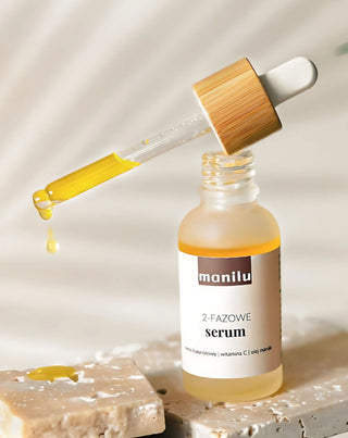 Tweefasig nachtserum voor de droge huid met hyaluronzuur en vitamine C, genaamd Manilu - 2