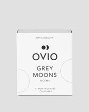 Grijze asachtige kleurlenzen, maandelijkse zero-grade lenzen, grey moons no. 1 Ovio