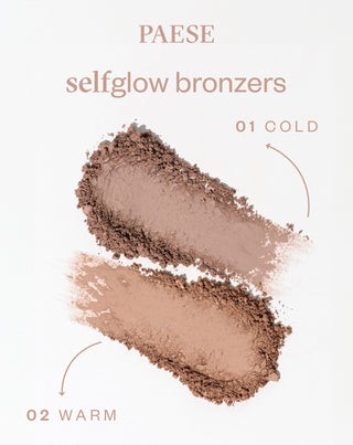 Geperste bronzer Selfglow 02 Warm met actieve ingrediënten voor gezichtscontouring Paese
