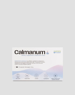 Voedingssupplement ter ondersteuning van een goed humeur, het welzijn en het zenuwstelsel Calmanum Gardenpharm 30 capsules - 1