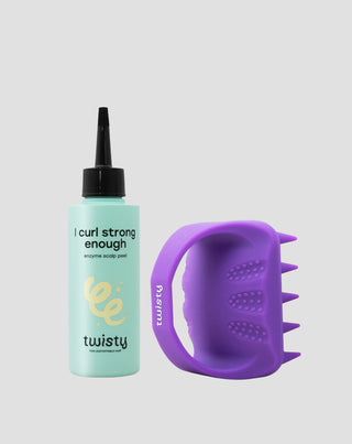 Set van siliconen hoofdhuidmassageborstel + enzymatische peeling voor reiniging en stimulatie van de microcirculatie van de hoofdhuid Twisty - 1